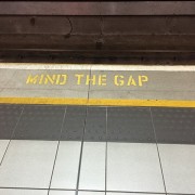 Mind the Gap Sign at Train Station